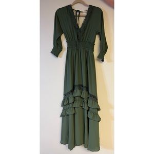 Baltic Born Dusty Green Pippa Ruffle Maxi Dress